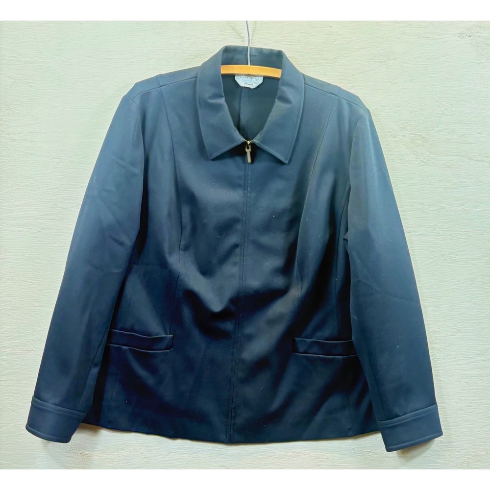 Talbots Woman Petites Black Full Zip Stretch Jacket Blazer Size 18WP